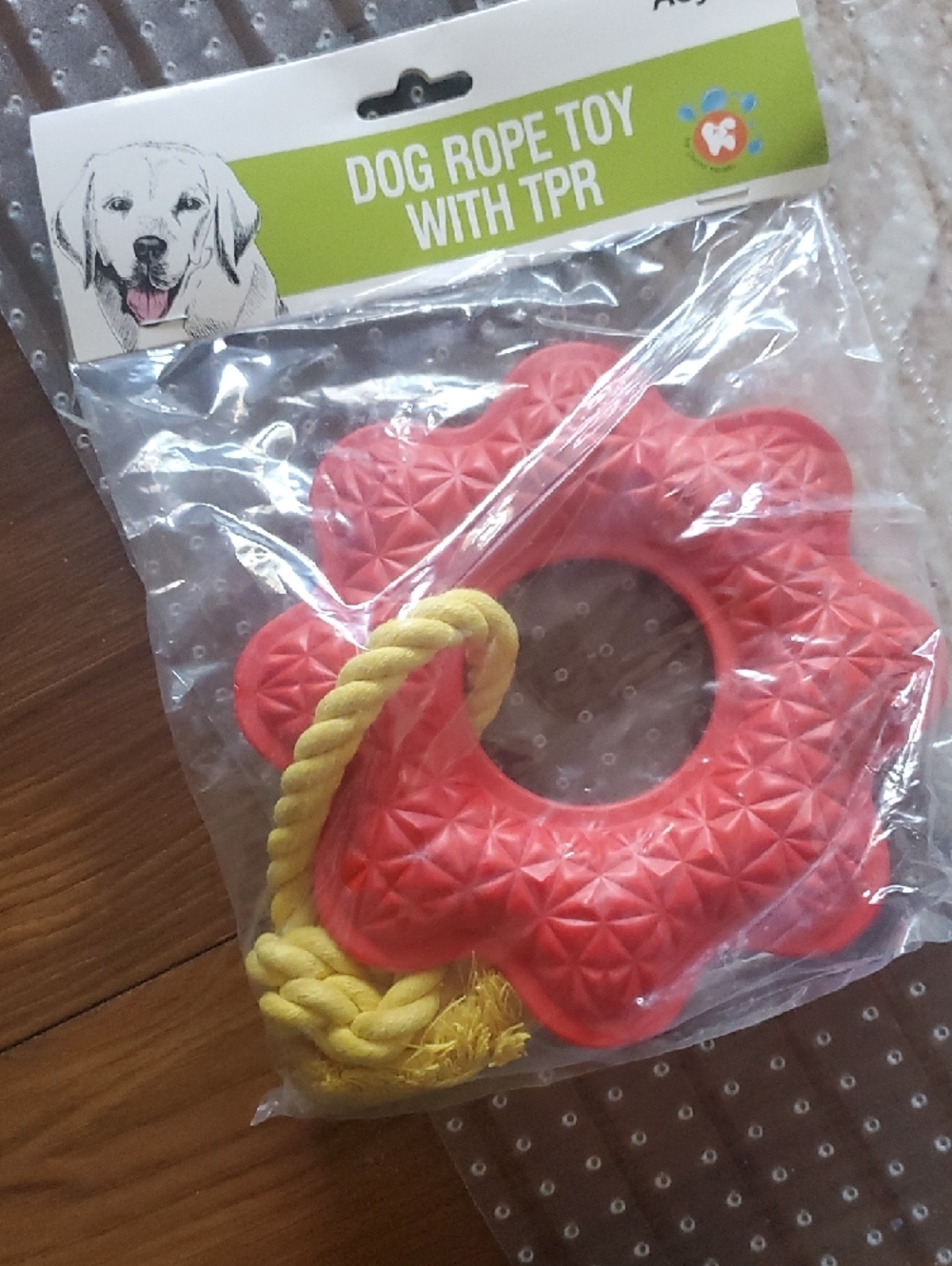 Red Flower Dog Rope Toy with TPR - Picture 6 of 6